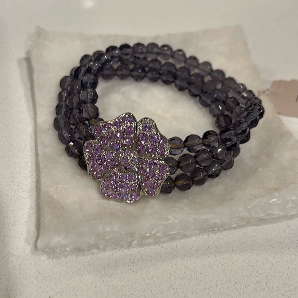 GORGEOUS and RARE! NWT Vintage “MONET” Purple Crystal and Beaded Bracelet!! - Picture 8 of 8